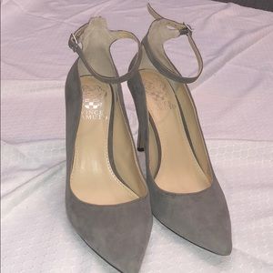 Vince Camuto Gray suede pumps with ankle strap